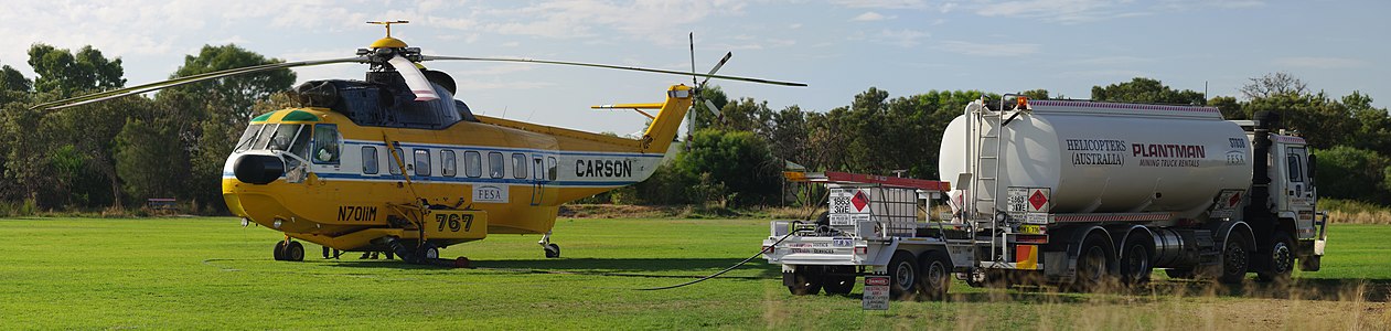 Carson S-61 refuelling at Carson Helicopters, by Gnangarra
