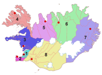 Les régions d'Islande.