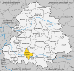 Elhelyezkedése Baden-Württemberg térképén