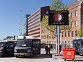 Rotterdam de Binnenrotte, lightbox Feyenoord is champion between vehicles of the riot police