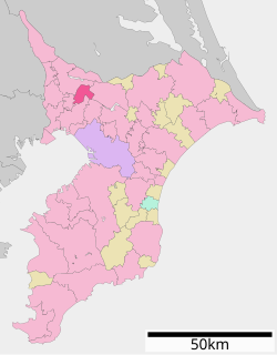 Location of Shiroi in Chiba Prefecture