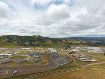 Aerial view of Solano State Prison (left) with California Medical Facility in the background (right)