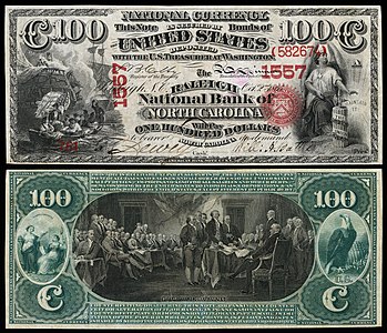 One-hundred-dollar National Bank Note, by the American Bank Note Company