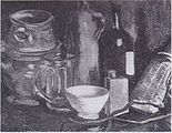 Still Life with Pottery, Beer Glass and a Bottle, 1884, Private Collection (F58)