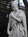 Detail of statue of William Huskisson by John Gibson in Pimlico Gardens, London.