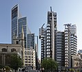 The Willis and Lloyd's buildings, as viewed from St. Mary Axe (May 2011)