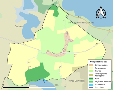 Carte en couleurs présentant l'occupation des sols.