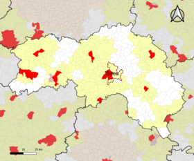 Localisation de l'aire d'attraction de Sées dans le département de l'Orne.