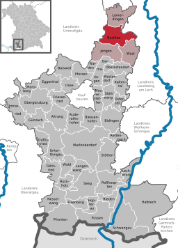 Läget för Buchloe, Tyskland i Landkreis Ostallgäu