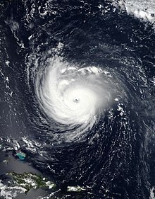 A visible satellite imagery of an exceptionally well-defined and intense hurricane on September 11