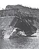 Looking downstream at the collapsed west side of Hauser Dam in 1908