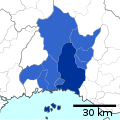 A map of Himeji metropolitan employment area as of 2010