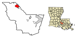 Location of Rosedale in Iberville Parish, Louisiana