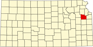 Map of Kansas highlighting Douglas County