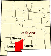 ドニャアナ郡の位置を示したニューメキシコ州の地図