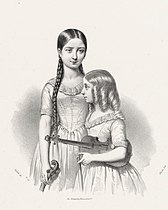 Lithographie des sœurs Milanollo, 1841.