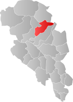 Mapa do condado de Oppland com Sel em destaque.