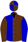 Brown and blue (halved), reversed sleeves, quartered cap