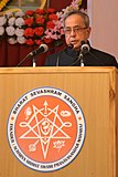 The President, Shri Pranab Mukherjee addressing after the inauguration of the old-age home and school building of Bharat Sevashram Sangha, in Gurgaon, Haryana on December 07, 2014.