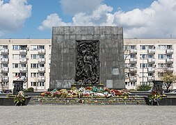 Monument to the Ghetto Heroes (1948) in Warsaw, west side