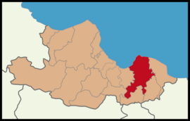 Map showing Çarşamba District in Samsun Province