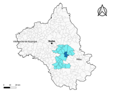 Curan dans le canton de Raspes et Lévezou en 2020.