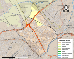 Carte en couleurs présentant l'occupation des sols.