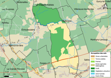 Carte des infrastructures et de l'occupation des sols en 2018 (CLC) de la commune.