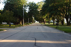 A tree-lined street in Albert City