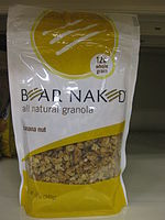 A modern packaged granola cereal