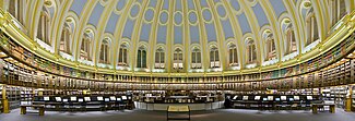 A panorama showing an almost 180-degree view of the interior of the Reading Room.