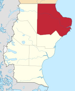 Location of Deseado Department in Santa Cruz Province.