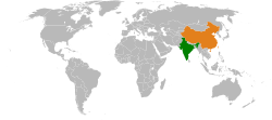 Lage von Indien und China