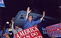 Democratic presidential nominee John Kerry on a whistle-stop tour during his 2004 presidential campaign