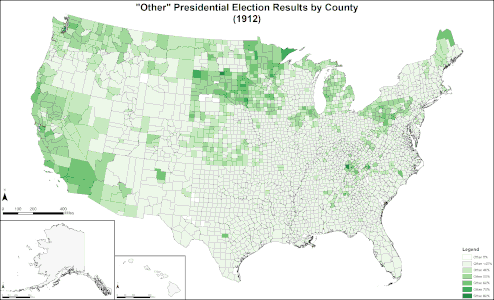 Results by county, shaded according to percentage of the vote for all others