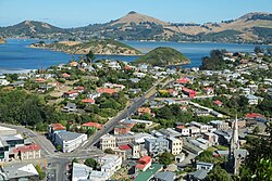 Looking across Port Chalmers and the Otago Harbour to the Otago Peninsula