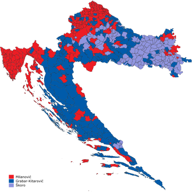 First-place candidate in the first round of the election in each municipality.