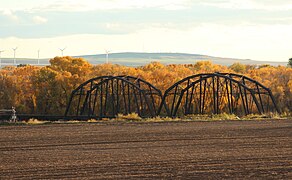 Puente ferroviario (1894) sobre el río Snake, a unos 5 km de Ririe (Idaho)