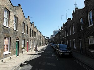 Roupell Street, Southwark (c.1830) prime tipiche abitazioni a schiera della classe operaia vittoriana.