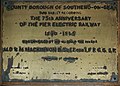 Plaque celebrating the 75th anniversary of the Southend Pier Railway