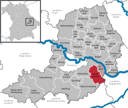 Läget för Straßkirchen i Landkreis Straubing-Bogen