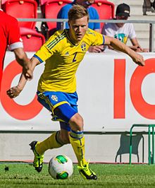 Johansson playing for [[Sweden national under-21 football team|Sweden U21]] in 2013