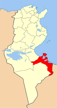 Localização da província de Médenine na Tunísia