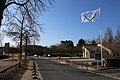 Flag of the Holy Spirit and stele, seat of the Heiho Niten Ichi Ryu Memorial.