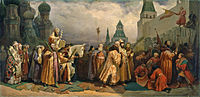 Palm Sunday procession, Moscow, with Tsar Alexei Michaelovich (painting by Vyacheslav Schwarz, 1865)