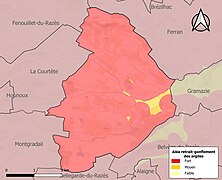 Carte des zones d'aléa retrait-gonflement des sols argileux de Mazerolles-du-Razès.