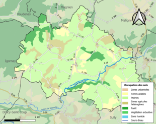 Carte en couleurs présentant l'occupation des sols.