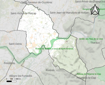 Carte de la ZNIEFF de type 1 sur la commune.