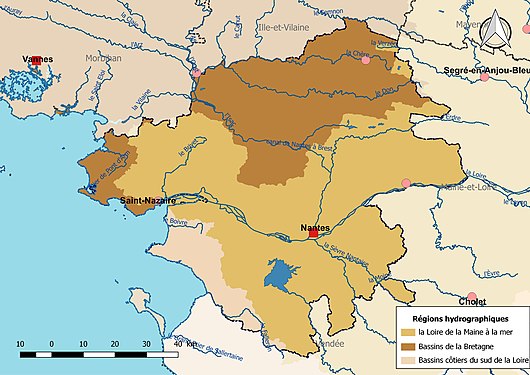 La Loire-Atlantique est partagée en trois régions hydrographiques.