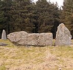 Recumbent stone (centre) at Aikey Brae